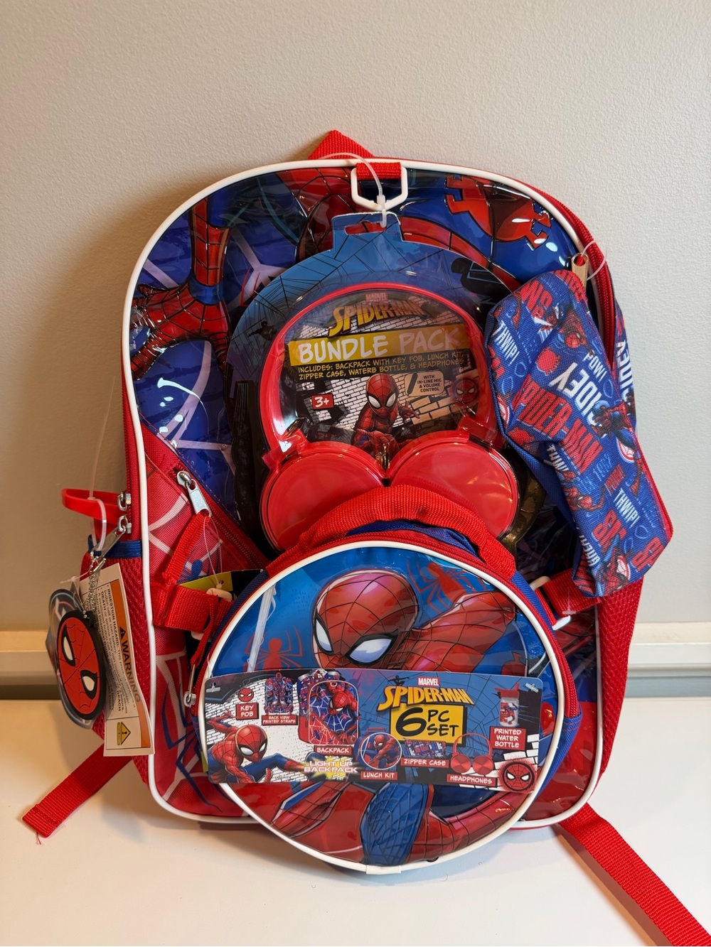 Kids Spiderman Backpack 6 piece Bundle Pack